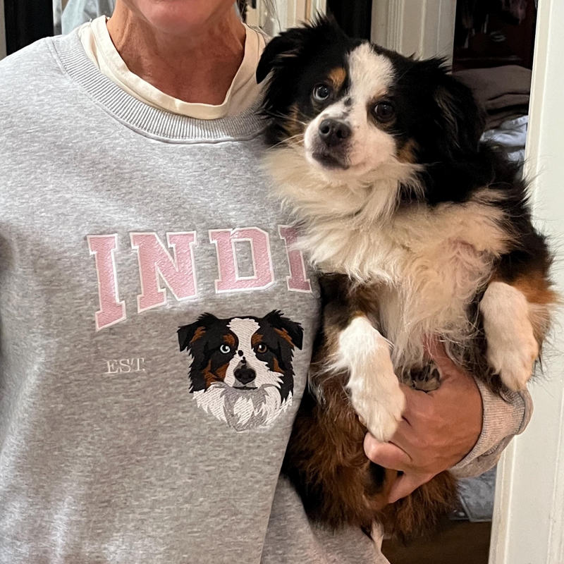 Custom Pet Portrait Embroidered Shirt, Custom Pet Embroidered Sweatshirt, Personalized Pet Face With Name Embroidered Shirt, Gift For Pet Lover
