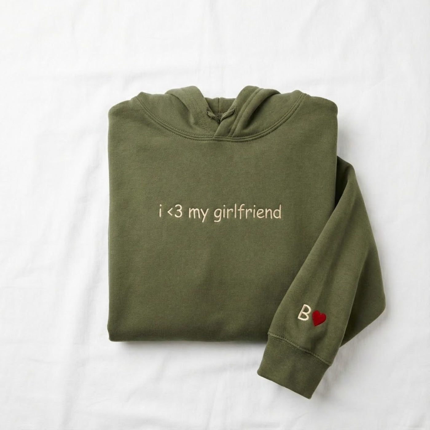 Custom Embroidered i love my girlfriend, Valentines Day Gift, Couple Matching Initial Hoodie, Personalized Gifts, Valentine Gifts