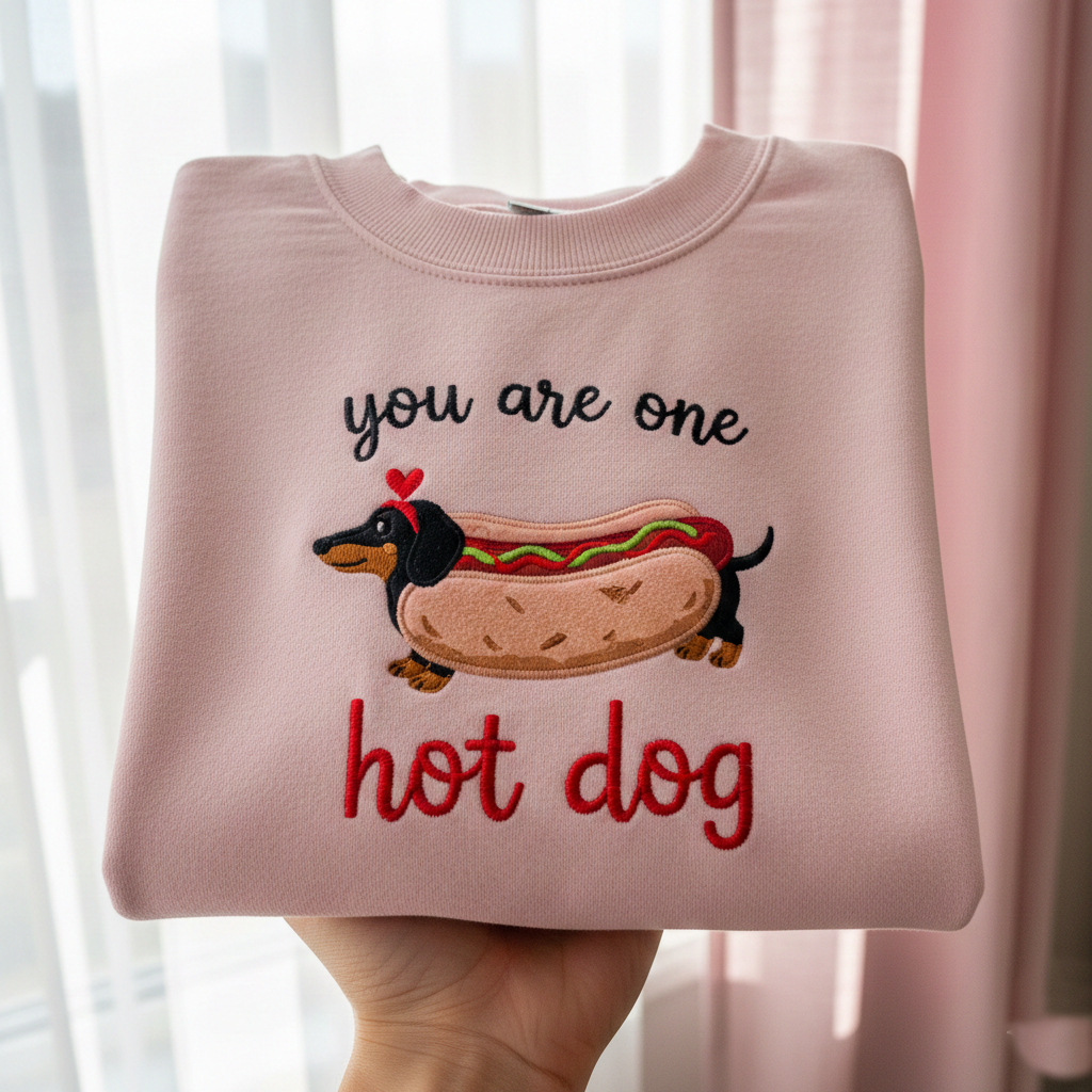 Dachshund Valentine Embroidered Sweatshirt, You Are One Dog Embroidered Sweatshirt, Funny Valentine Sweatshirt, Custom Sweatshirt