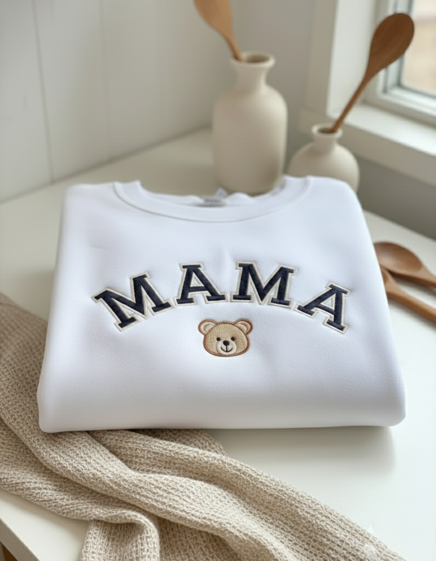 Bear Family Embroidered Sweatshirt, Custom Papa Mama Embroidered Crewneck, Birthday Party Shirt, Matching Family Outfits