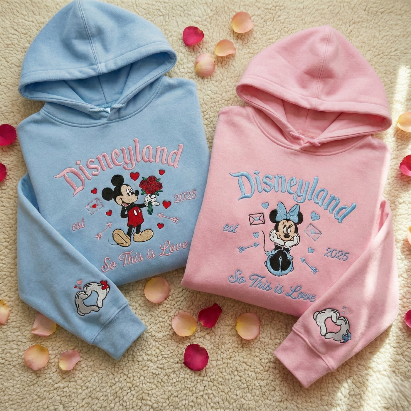 Couple Valentine Sweatshirts, Matching Love Cartoon Embroidered Sweaters, Cute Heart Couple Outfit, Personalized Embroidery Gift