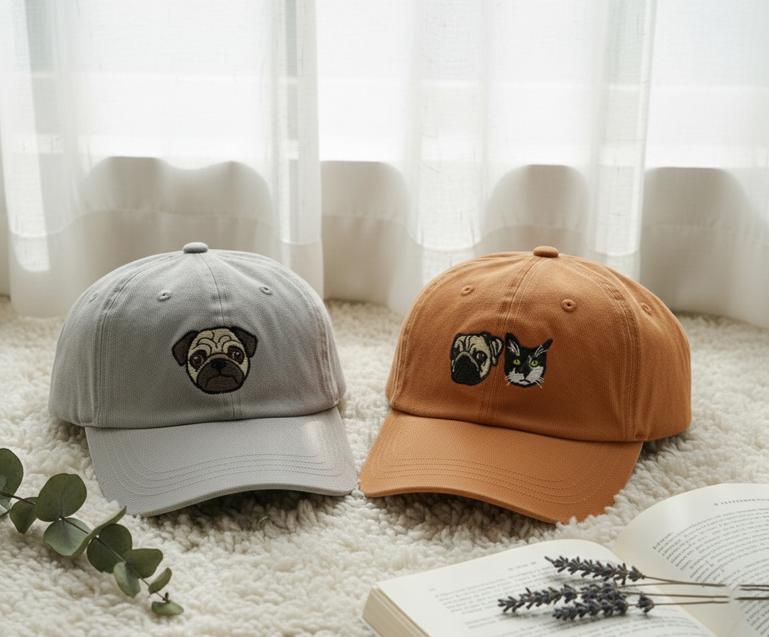 Embroidered Dog Portrait Baseball Cap, Personalized Cat Hat, Custom Pet Face, Dog Mom Dad Hat, Pet Lovers Gifts