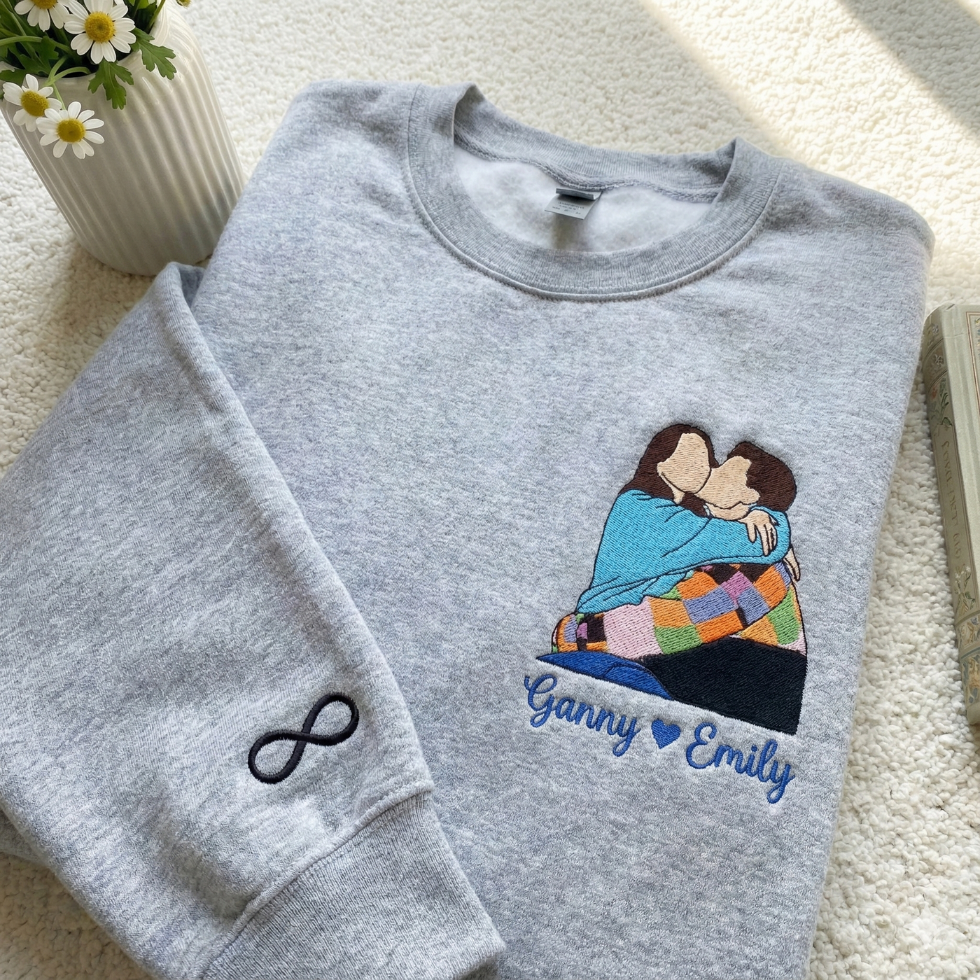 Custom Couple Portrait Embroidered Shirt, Custom Your Pic Embroidered Shirt, Memorial Moment Picture Custom Shirt, Anniversary Gift, Valentine Gift