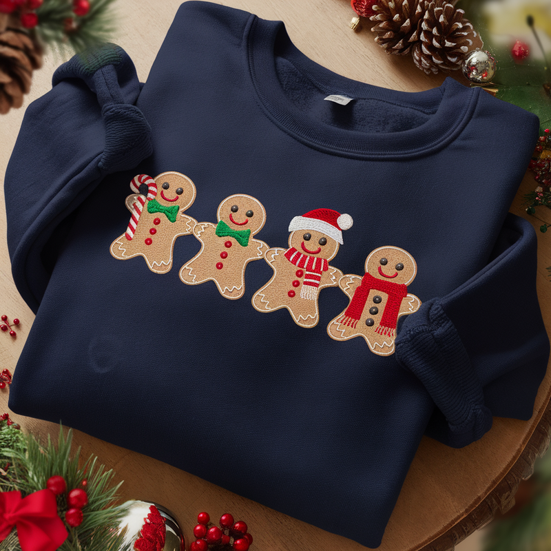 Merry Christmas Crewneck Sweatshirt, Gingerbread Embroidered Christmas Sweatshirt, Christmas Cookies Shirt, Custom Xmas Gift, Christmas Gift