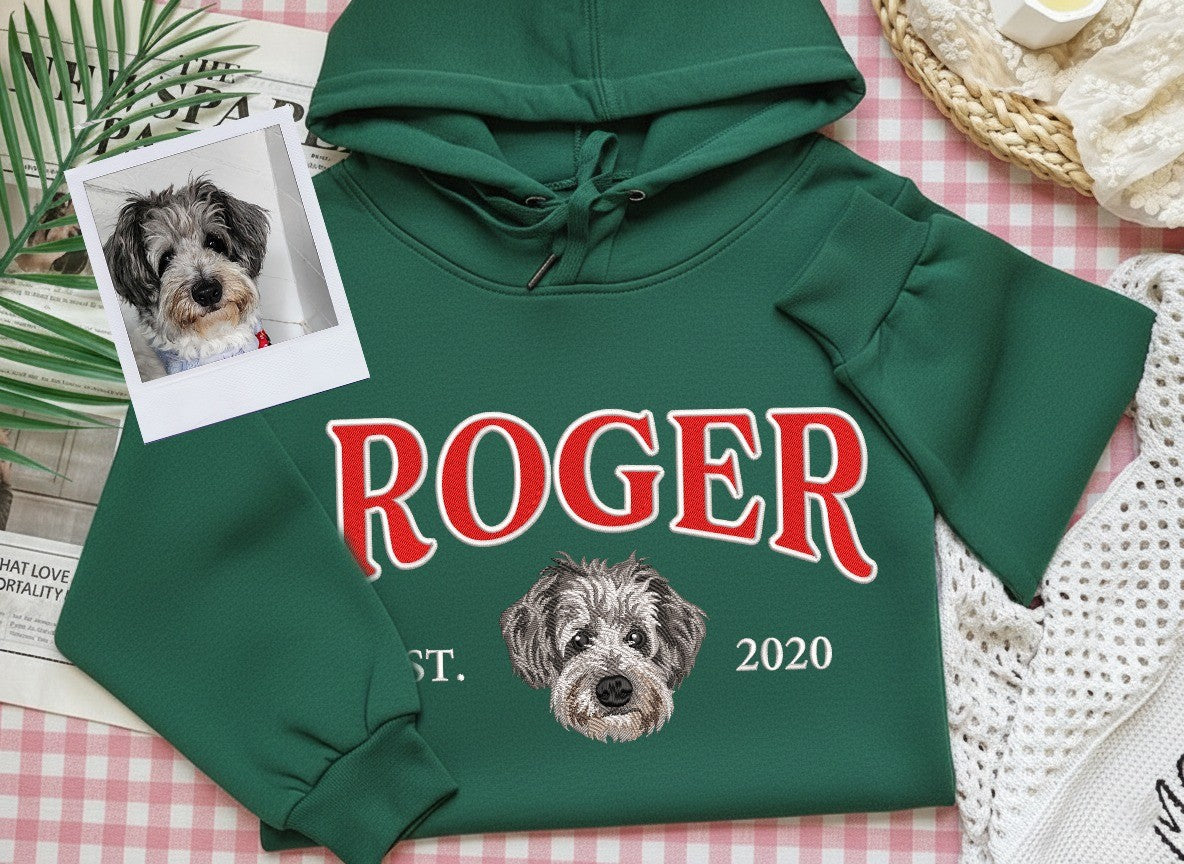 Custom Pet Embroidered Sweatshirt, Custom Pet Portrait Embroidered Shirt, Personalized Pet Face Embroidered Shirt, Gift For Pet Lover, Christmas Gift
