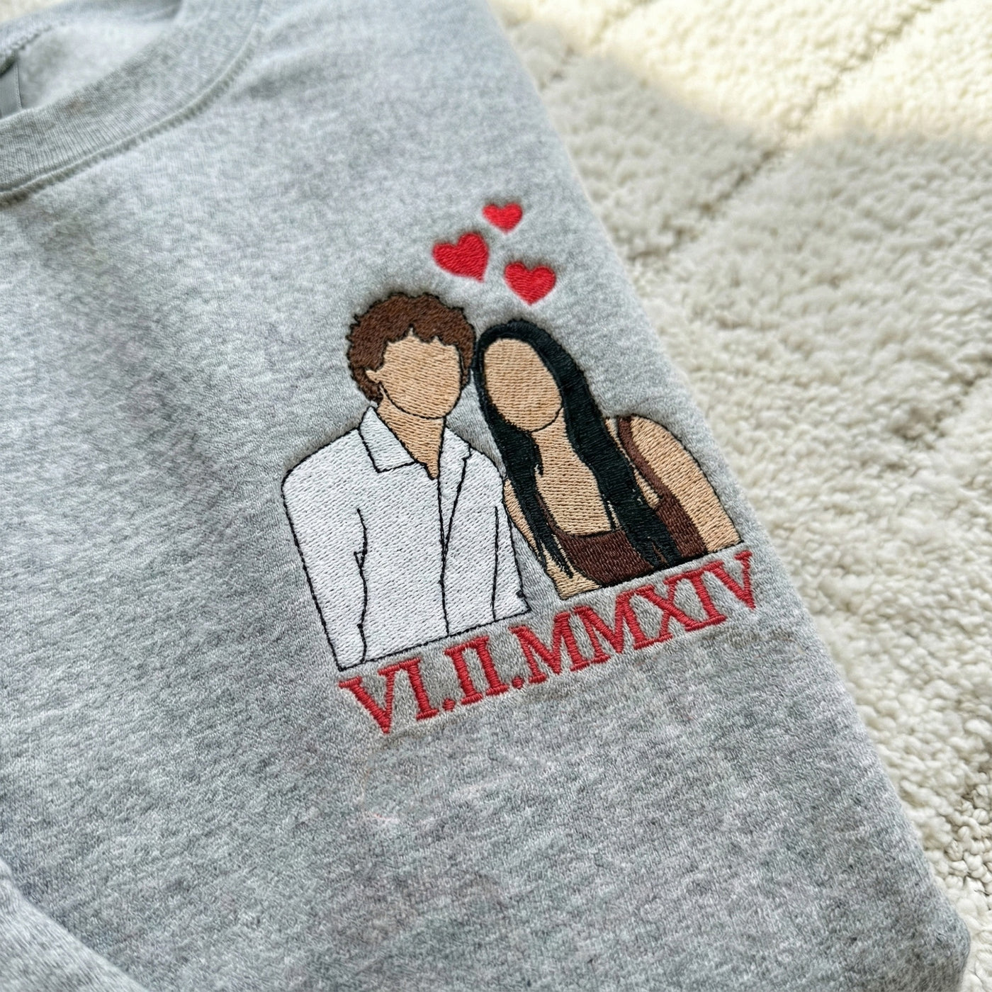 Custom Couple Portrait Embroidered Shirt, Custom Your Pic Embroidered Shirt, Memorial Moment Picture Custom Shirt, Anniversary Gift, Valentine Gift