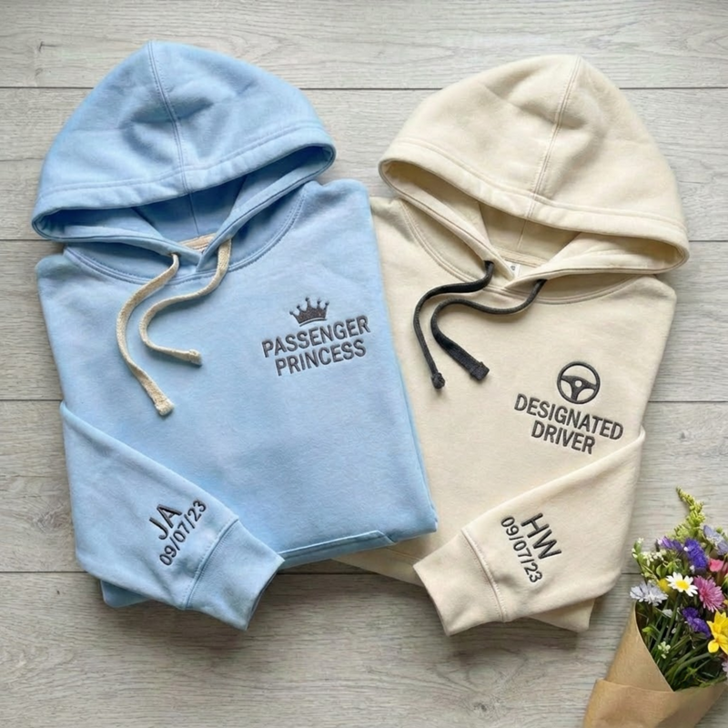 Embroidered Couple Sweatshirt, Designated Driver Embroidered Shirt, Valentine Shirt, Couple Gift for Her, Matching Couple Sweater