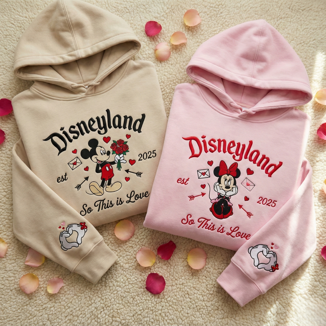 Couple Valentine Sweatshirts, Matching Love Cartoon Embroidered Sweaters, Cute Heart Couple Outfit, Personalized Embroidery Gift