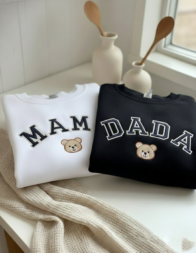 Bear Family Embroidered Sweatshirt, Custom Papa Mama Embroidered Crewneck, Birthday Party Shirt, Matching Family Outfits