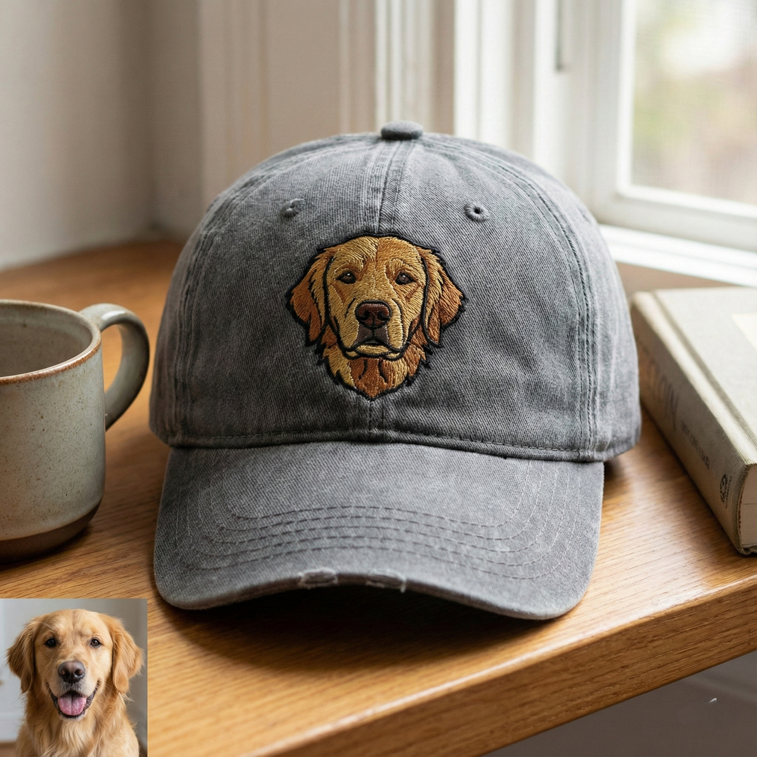 Personalized Embroidery Dog Portrait Hat, Custom Dog Christmas Baseball Cap, Dog Photo Gift for Dog Mom, Holiday Trip Hat