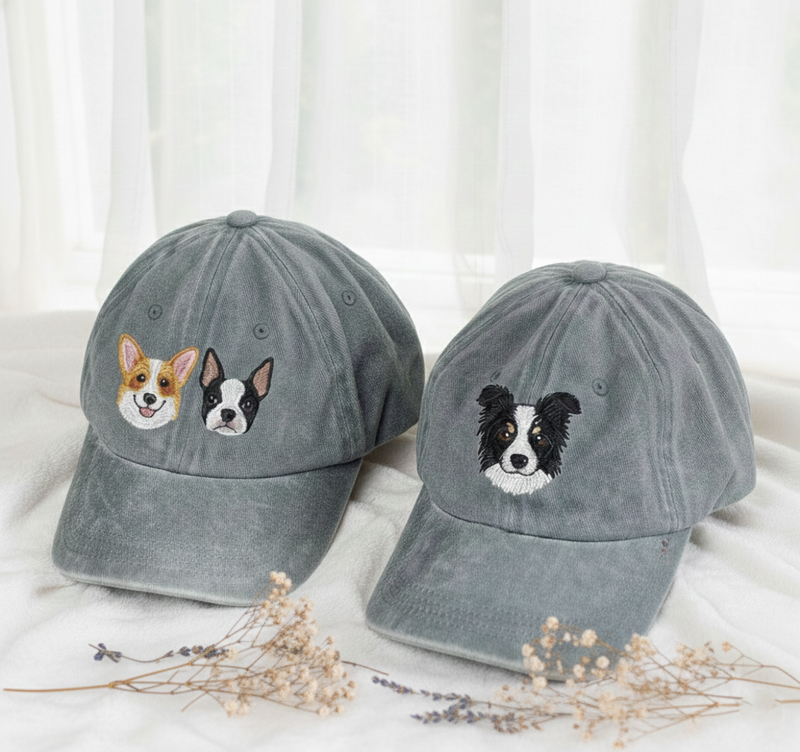 Embroidered Dog With Photo Baseball Hat, Personalized Cat Hat, Custom Pet Face Embroidered Hat, Dog Mom Hat, Pet Lovers Gifts