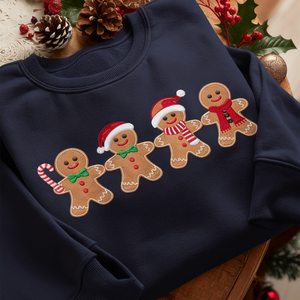 Merry Christmas Crewneck Sweatshirt, Gingerbread Embroidered Christmas Sweatshirt, Christmas Cookies Shirt, Custom Xmas Gift, Christmas Gift