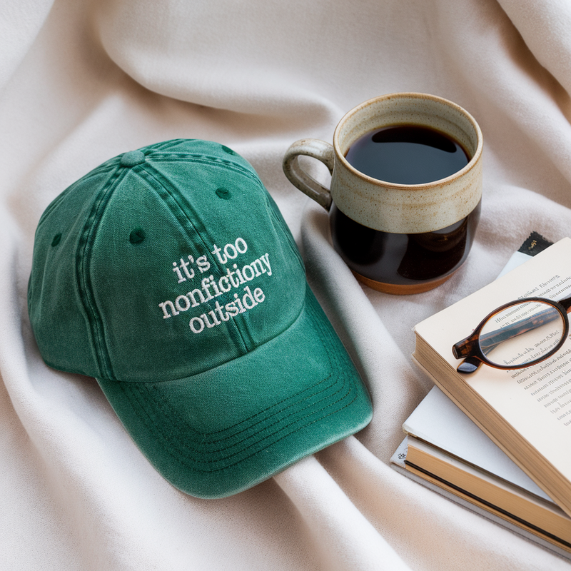 Booktrovert Washed Hat, Too Nonfictiony Outside Cap, Book Lover Hat, Book Club Cap, Fiction Reader Gift, Bookworm Librarian