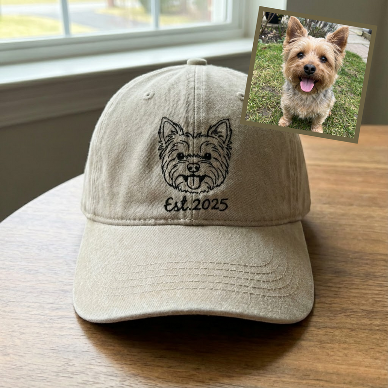 Custom Outline Embroidered Pet Hat Using Pet Photo, Personalized Dog Hat Custom Cat Hat, Outline Custom Pet Cap Dog Hat Custom Dog Baseball Cap, Dog Mom Hat