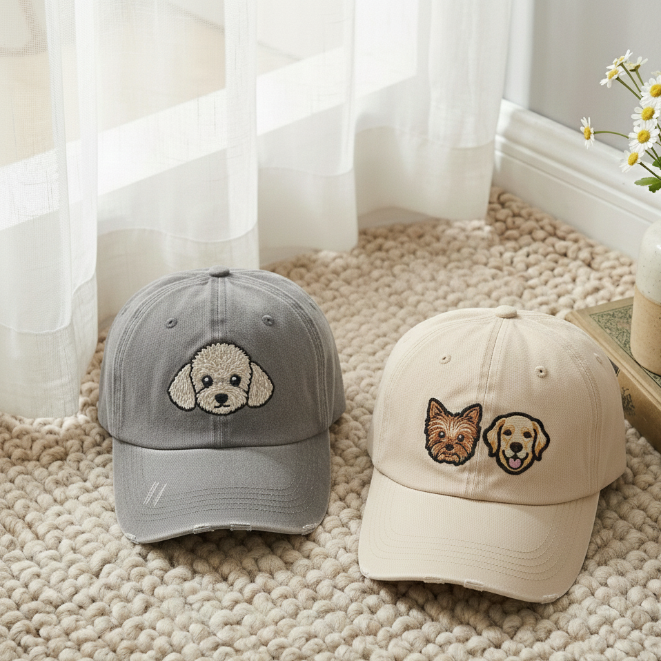 Custom Embroidered Pet Photo Dad Hat – Personalized Dog and Cat Baseball Cap