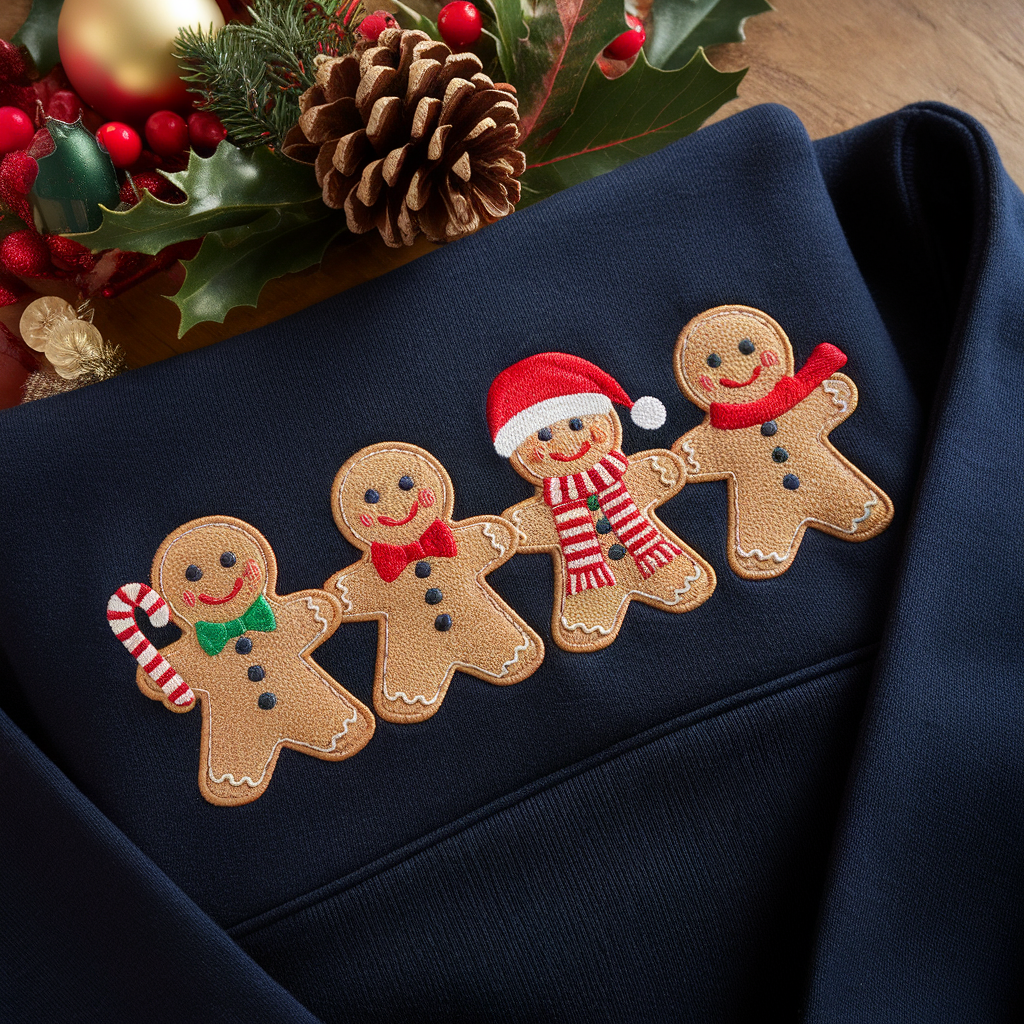 Merry Christmas Crewneck Sweatshirt, Gingerbread Embroidered Christmas Sweatshirt, Christmas Cookies Shirt, Custom Xmas Gift, Christmas Gift