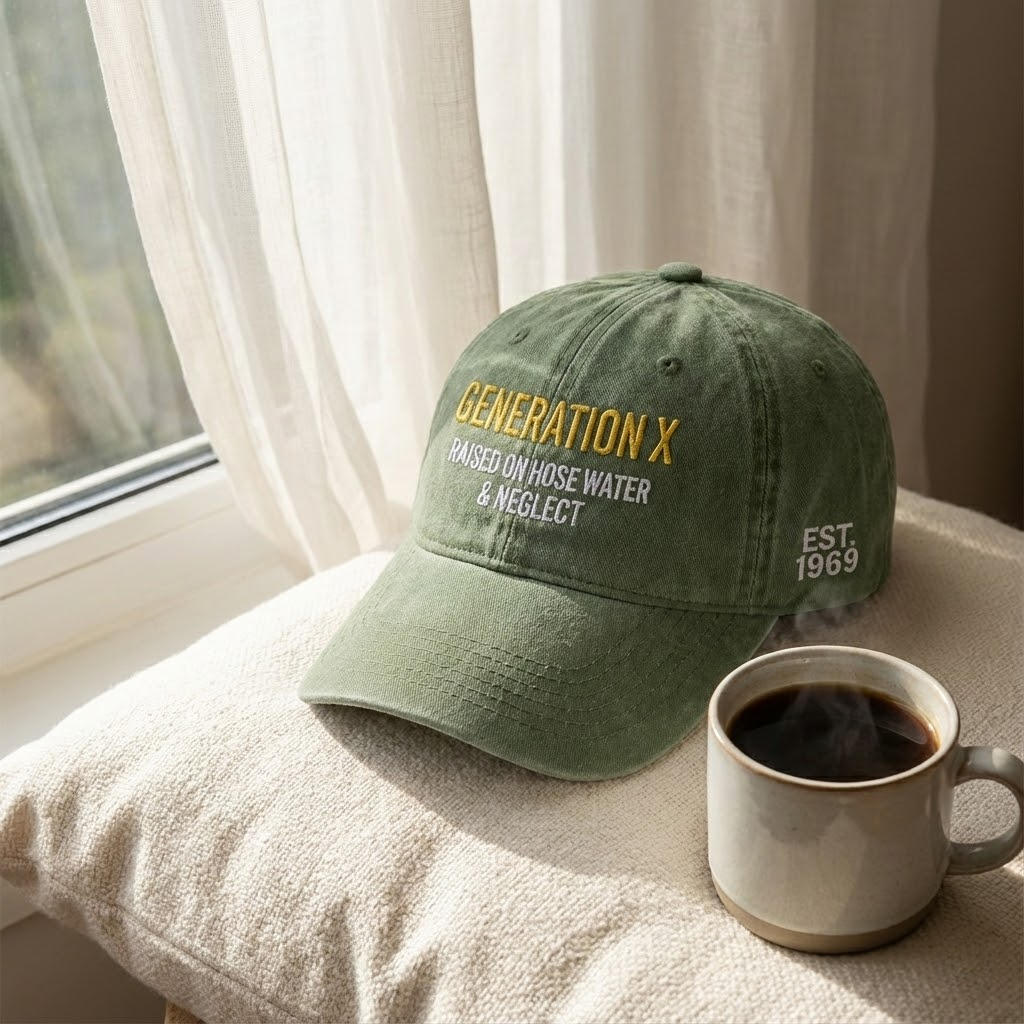 Custom Gen X Embroidered Hat, Personalized Generation X Cap, Embroidered Quote Baseball Cap, Gift For Father's Day