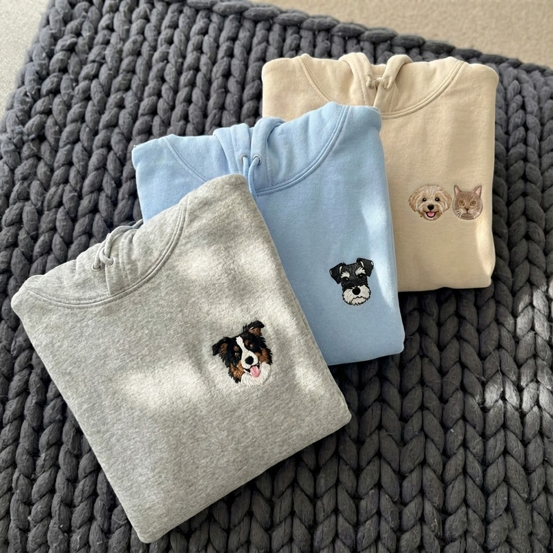 Custom Embroidered Pet Hoodie from Photo + Name, Personalized Dog Embroidered Sweatshirt, Cat & Dog Custom Embroidered Crewneck, Custom Pet Hoodie, Gift for Dog Lovers