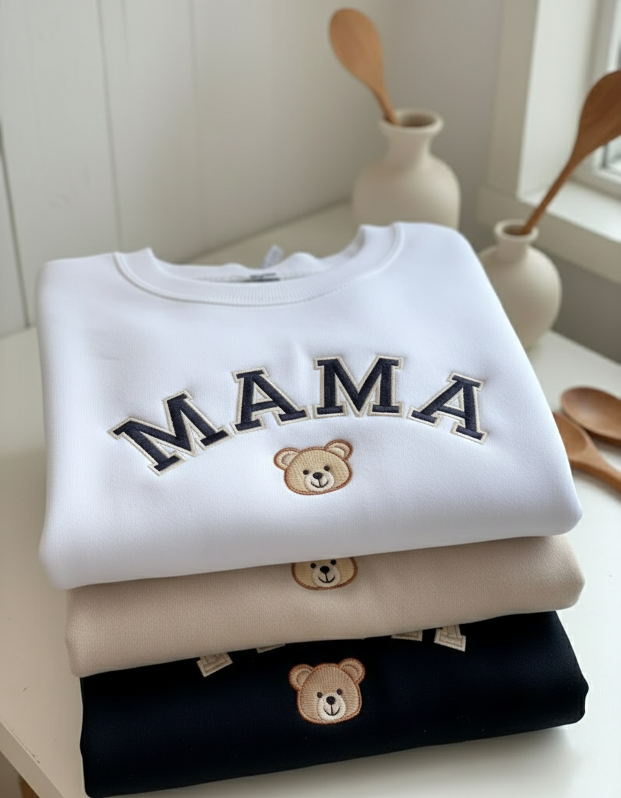 Bear Family Embroidered Sweatshirt, Custom Papa Mama Embroidered Crewneck, Birthday Party Shirt, Matching Family Outfits