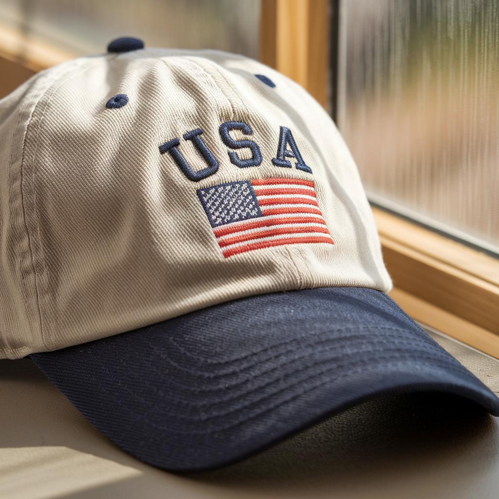 USA Flag Embroidered Two Tone Hat, 4th of July Hat for Dad, Independence Day Baseball Cap, Gift for Dad Grandpa