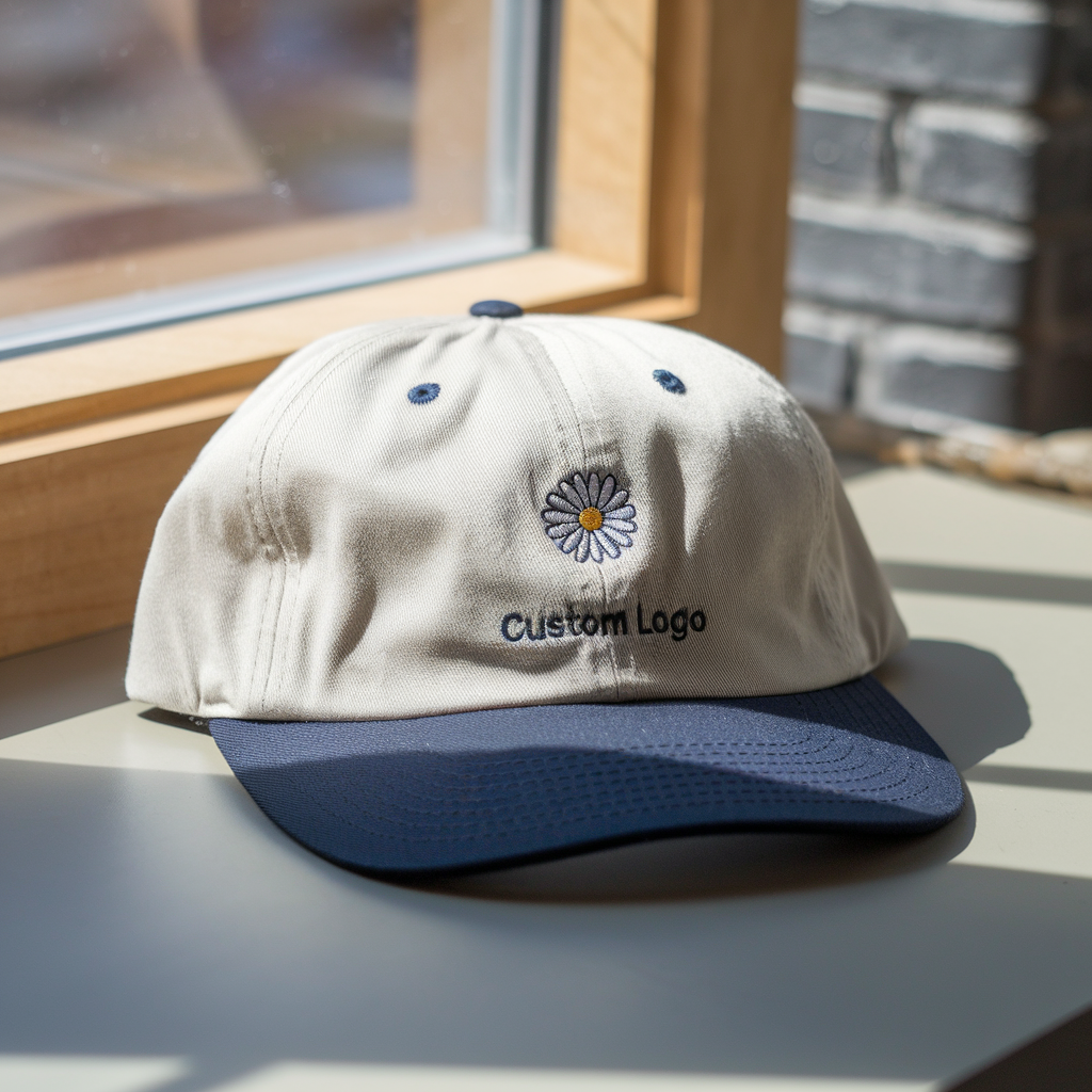 Custom Logo Embroidered Hat, Custom Embroidered Baseball Hat, Custom Logo Daisy Flower, Gift For Dad, Dad Cap