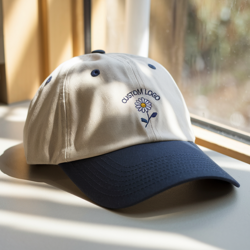 Custom Logo Embroidered Hat, Custom Embroidered Baseball Hat, Custom Logo Daisy Flower, Gift For Dad, Dad Cap