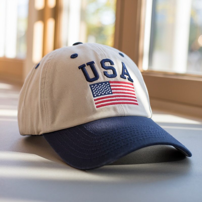 USA Flag Embroidered Two Tone Hat, 4th of July Hat for Dad, Independence Day Baseball Cap, Gift for Dad Grandpa